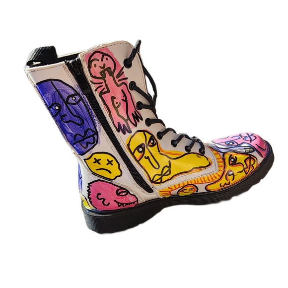 Custom One of a Kind Hand Painted Combat Boots Womens Size 7 - Picture 7 of 8